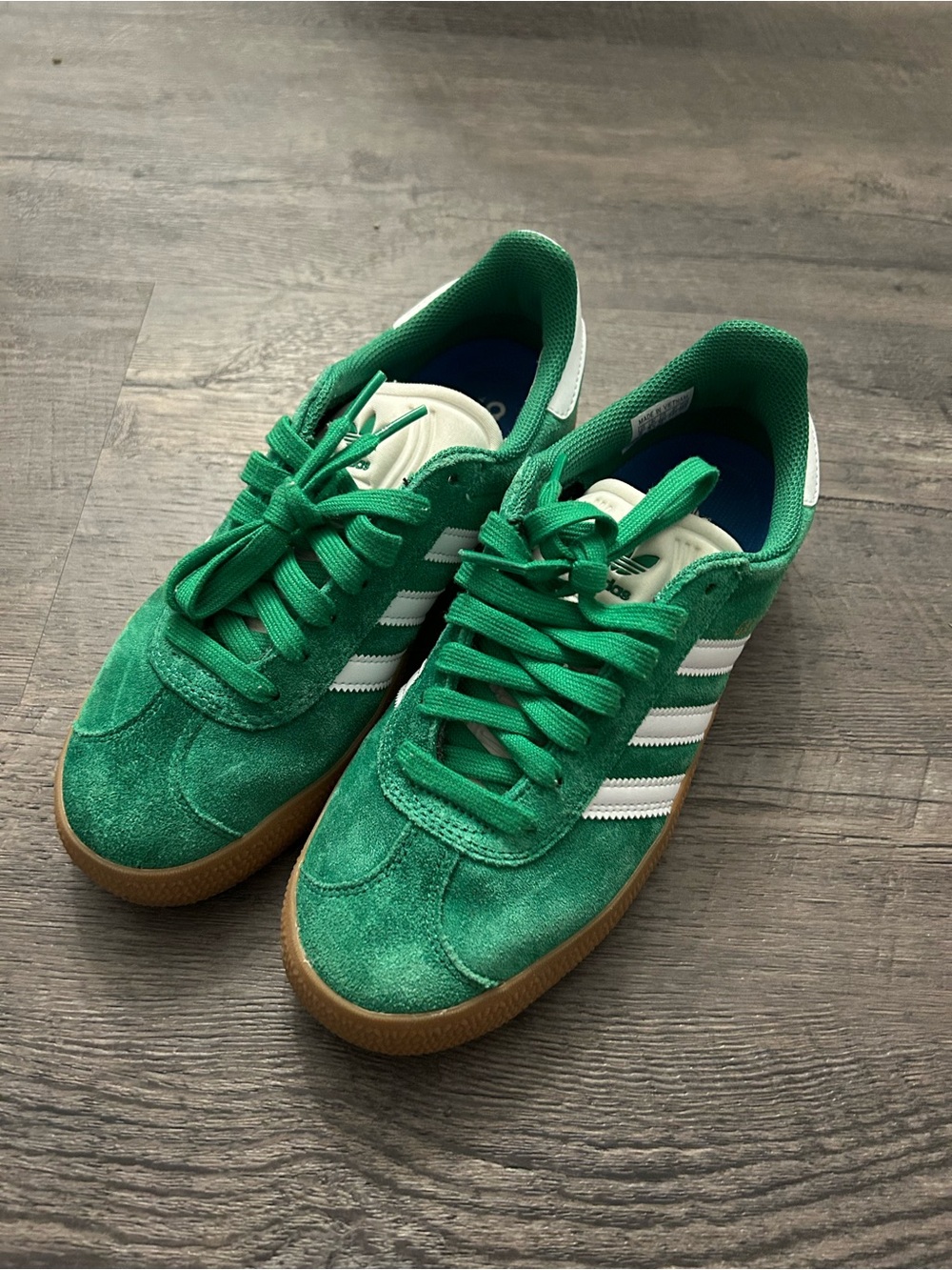 adidas Green Suede Sneakers with White Stripes